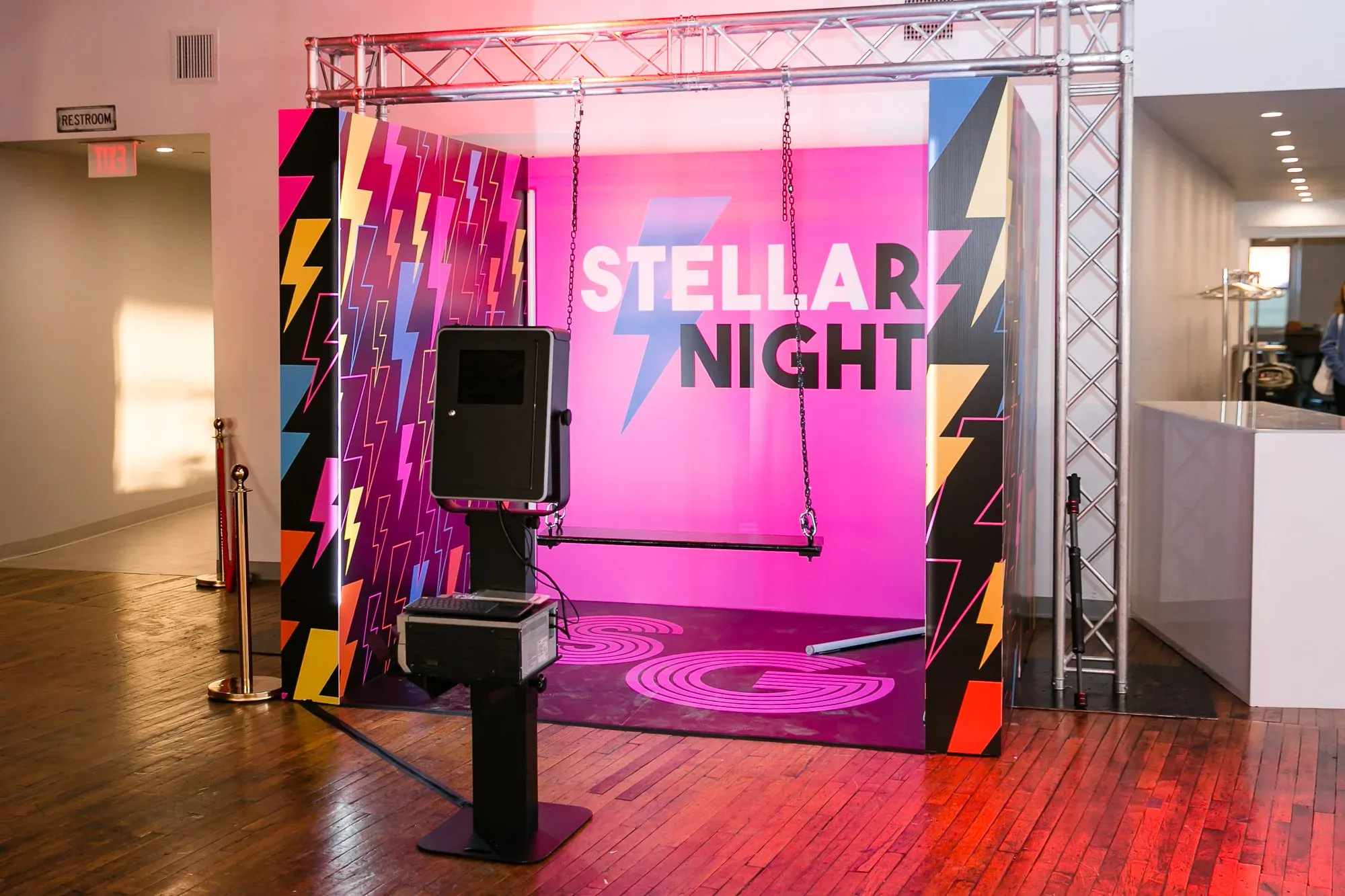 Custom photo-booth swing activation at a mitzvah party